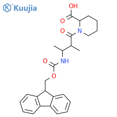 1-[3-({[(9H-fluoren-9-yl)methoxy]carbonyl}amino)-2-methylbutanoyl]piperidine-2-carboxylic acid structure