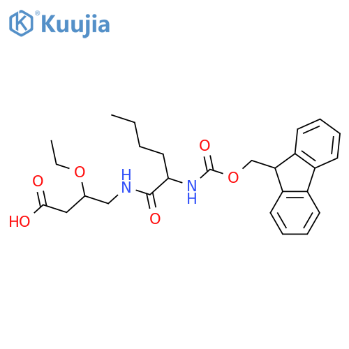3-ethoxy-4-2-({(9H-fluoren-9-yl)methoxycarbonyl}amino)hexanamidobutanoic acid structure