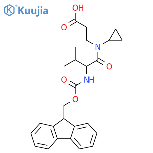 3-N-cyclopropyl-2-({(9H-fluoren-9-yl)methoxycarbonyl}amino)-3-methylbutanamidopropanoic acid structure