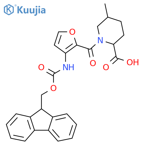 1-3-({(9H-fluoren-9-yl)methoxycarbonyl}amino)furan-2-carbonyl-5-methylpiperidine-2-carboxylic acid structure