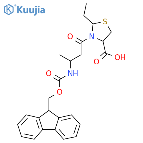 2-ethyl-3-3-({(9H-fluoren-9-yl)methoxycarbonyl}amino)butanoyl-1,3-thiazolidine-4-carboxylic acid structure