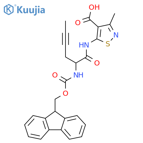 5-2-({(9H-fluoren-9-yl)methoxycarbonyl}amino)hex-4-ynamido-3-methyl-1,2-thiazole-4-carboxylic acid structure