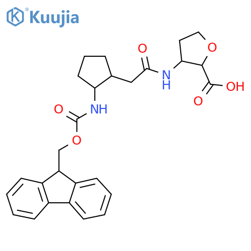 3-{2-2-({(9H-fluoren-9-yl)methoxycarbonyl}amino)cyclopentylacetamido}oxolane-2-carboxylic acid structure