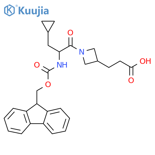 3-{1-3-cyclopropyl-2-({(9H-fluoren-9-yl)methoxycarbonyl}amino)propanoylazetidin-3-yl}propanoic acid structure