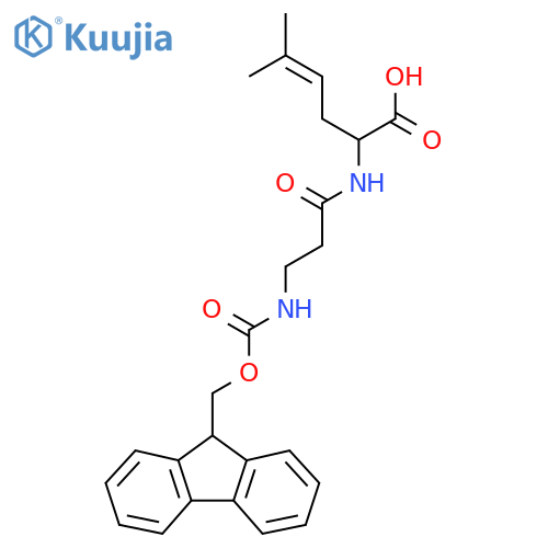 2-3-({(9H-fluoren-9-yl)methoxycarbonyl}amino)propanamido-5-methylhex-4-enoic acid structure