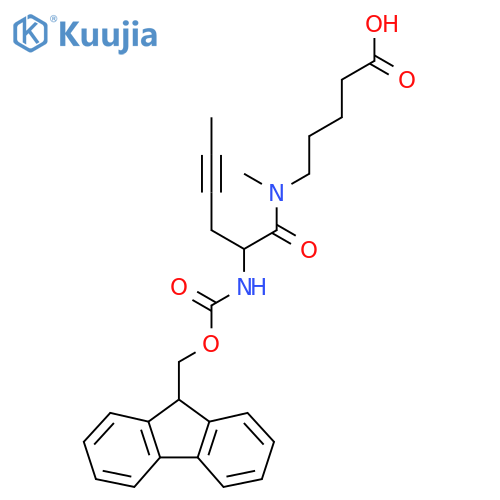 5-2-({(9H-fluoren-9-yl)methoxycarbonyl}amino)-N-methylhex-4-ynamidopentanoic acid structure