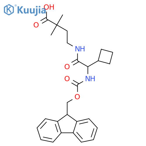 4-2-cyclobutyl-2-({(9H-fluoren-9-yl)methoxycarbonyl}amino)acetamido-2,2-dimethylbutanoic acid structure