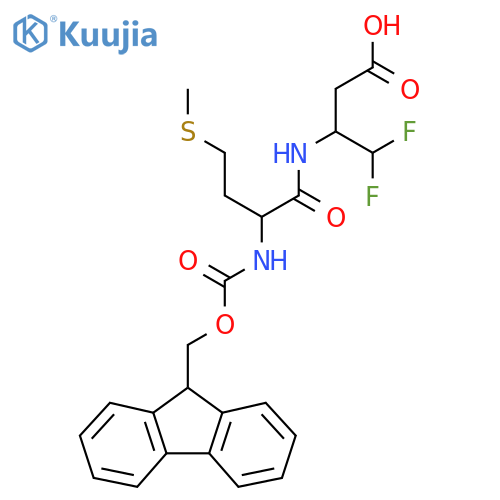 3-2-({(9H-fluoren-9-yl)methoxycarbonyl}amino)-4-(methylsulfanyl)butanamido-4,4-difluorobutanoic acid structure