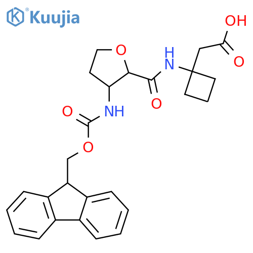 2-{1-3-({(9H-fluoren-9-yl)methoxycarbonyl}amino)oxolane-2-amidocyclobutyl}acetic acid structure