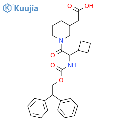 2-{1-2-cyclobutyl-2-({(9H-fluoren-9-yl)methoxycarbonyl}amino)acetylpiperidin-3-yl}acetic acid structure