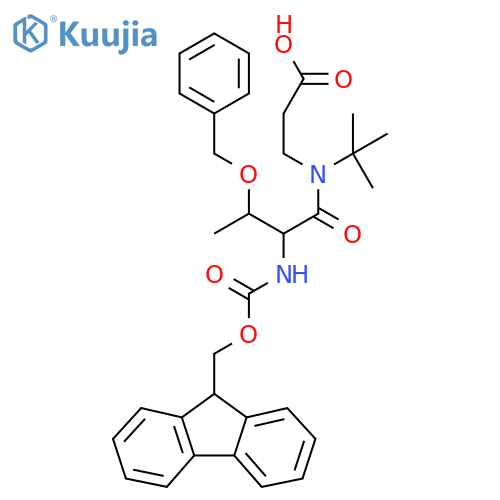 3-3-(benzyloxy)-N-tert-butyl-2-({(9H-fluoren-9-yl)methoxycarbonyl}amino)butanamidopropanoic acid structure