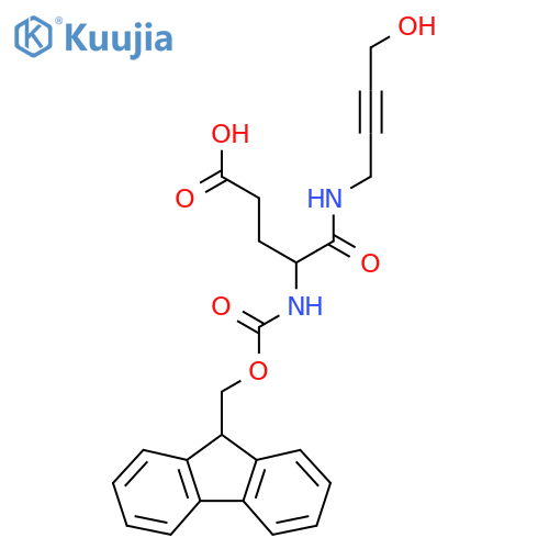 4-({(9H-fluoren-9-yl)methoxycarbonyl}amino)-4-(4-hydroxybut-2-yn-1-yl)carbamoylbutanoic acid structure