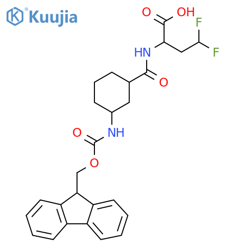 2-{3-({(9H-fluoren-9-yl)methoxycarbonyl}amino)cyclohexylformamido}-4,4-difluorobutanoic acid structure