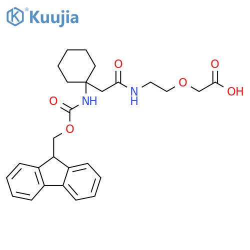 2-(2-{2-1-({(9H-fluoren-9-yl)methoxycarbonyl}amino)cyclohexylacetamido}ethoxy)acetic acid structure