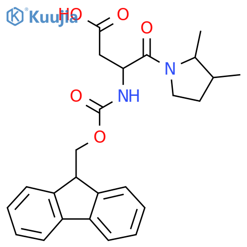 4-(2,3-dimethylpyrrolidin-1-yl)-3-({(9H-fluoren-9-yl)methoxycarbonyl}amino)-4-oxobutanoic acid structure