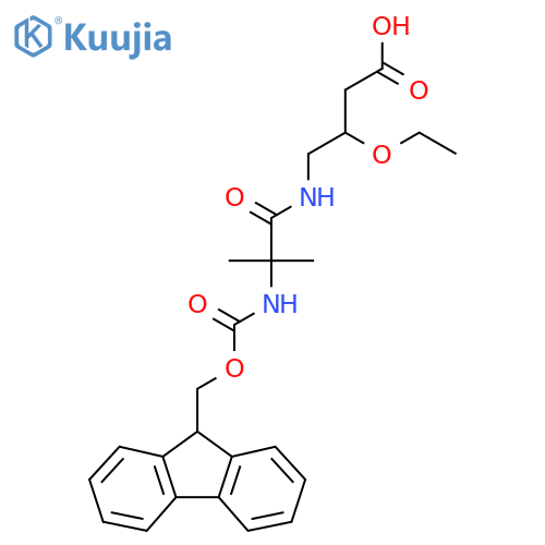 3-ethoxy-4-2-({(9H-fluoren-9-yl)methoxycarbonyl}amino)-2-methylpropanamidobutanoic acid structure