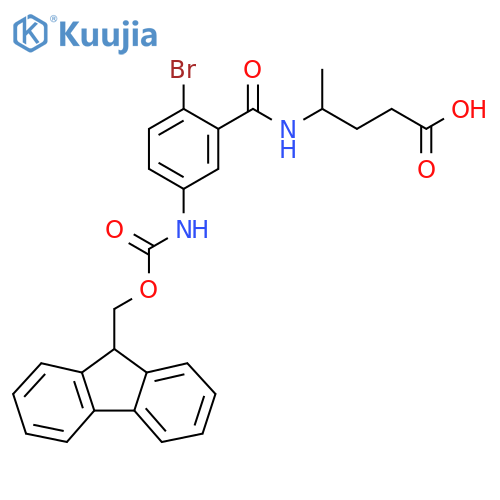 4-{2-bromo-5-({(9H-fluoren-9-yl)methoxycarbonyl}amino)phenylformamido}pentanoic acid structure