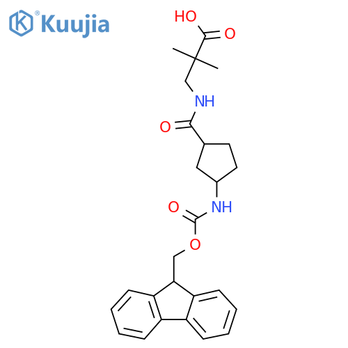 3-{3-({(9H-fluoren-9-yl)methoxycarbonyl}amino)cyclopentylformamido}-2,2-dimethylpropanoic acid structure