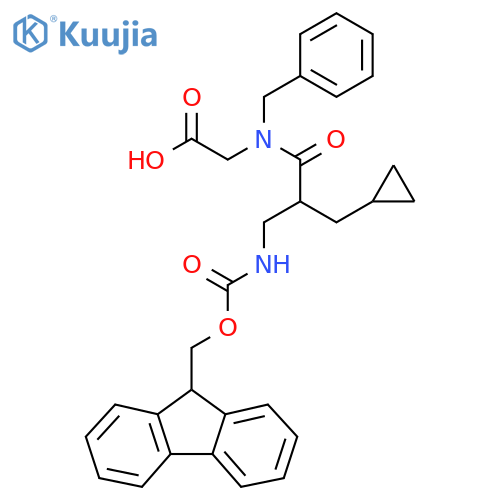 2-N-benzyl-2-(cyclopropylmethyl)-3-({(9H-fluoren-9-yl)methoxycarbonyl}amino)propanamidoacetic acid structure