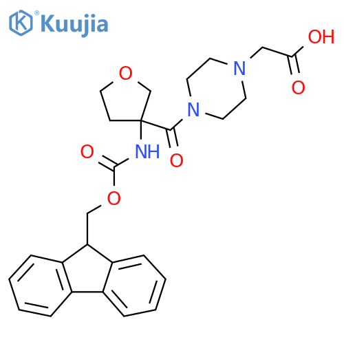 2-{4-3-({(9H-fluoren-9-yl)methoxycarbonyl}amino)oxolane-3-carbonylpiperazin-1-yl}acetic acid structure
