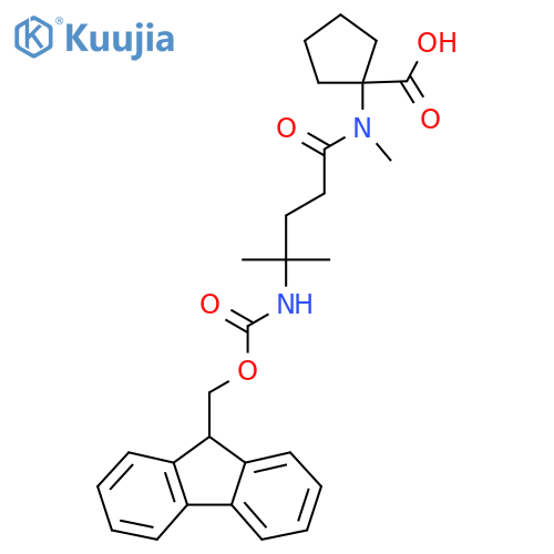 1-4-({(9H-fluoren-9-yl)methoxycarbonyl}amino)-N,4-dimethylpentanamidocyclopentane-1-carboxylic acid structure