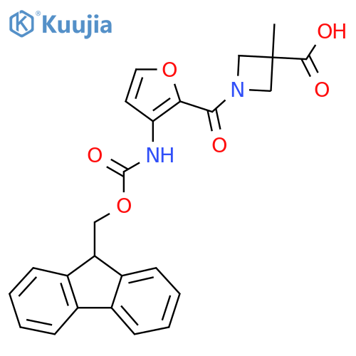 1-3-({(9H-fluoren-9-yl)methoxycarbonyl}amino)furan-2-carbonyl-3-methylazetidine-3-carboxylic acid structure