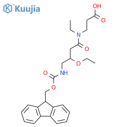 3-3-ethoxy-N-ethyl-4-({(9H-fluoren-9-yl)methoxycarbonyl}amino)butanamidopropanoic acid structure