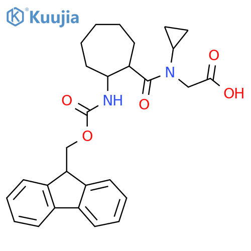 2-{N-cyclopropyl-1-2-({(9H-fluoren-9-yl)methoxycarbonyl}amino)cycloheptylformamido}acetic acid structure