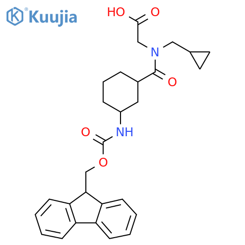 2-N-(cyclopropylmethyl)-1-3-({(9H-fluoren-9-yl)methoxycarbonyl}amino)cyclohexylformamidoacetic acid structure