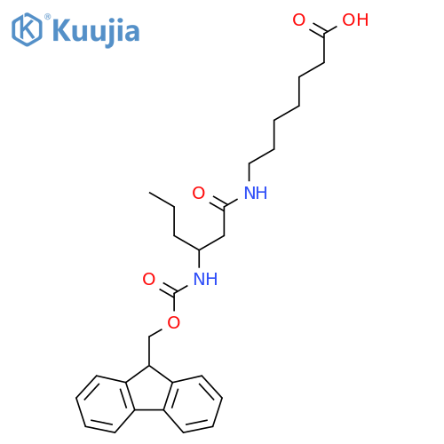 7-3-({(9H-fluoren-9-yl)methoxycarbonyl}amino)hexanamidoheptanoic acid structure