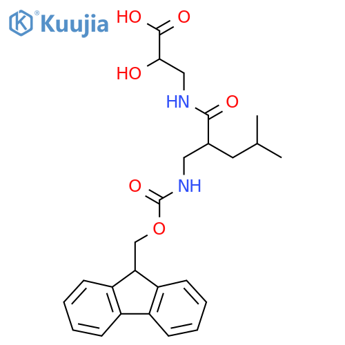 3-{2-({(9H-fluoren-9-yl)methoxycarbonyl}amino)methyl-4-methylpentanamido}-2-hydroxypropanoic acid structure