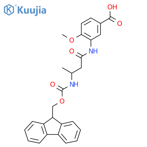 3-3-({(9H-fluoren-9-yl)methoxycarbonyl}amino)butanamido-4-methoxybenzoic acid structure