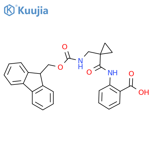 2-{1-({(9H-fluoren-9-yl)methoxycarbonyl}amino)methylcyclopropaneamido}benzoic acid structure