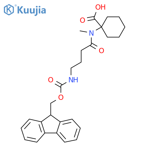 1-4-({(9H-fluoren-9-yl)methoxycarbonyl}amino)-N-methylbutanamidocyclohexane-1-carboxylic acid structure