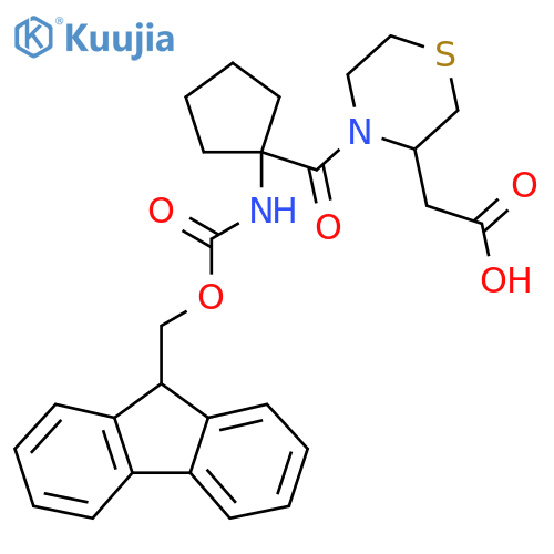 2-{4-1-({(9H-fluoren-9-yl)methoxycarbonyl}amino)cyclopentanecarbonylthiomorpholin-3-yl}acetic acid structure