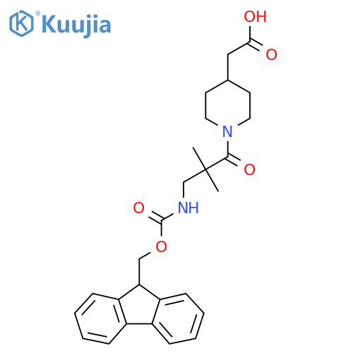 2-{1-[3-({[(9H-fluoren-9-yl)methoxy]carbonyl}amino)-2,2-dimethylpropanoyl]piperidin-4-yl}acetic acid structure
