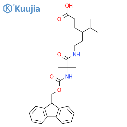 4-{2-2-({(9H-fluoren-9-yl)methoxycarbonyl}amino)-2-methylpropanamidoethyl}-5-methylhexanoic acid structure