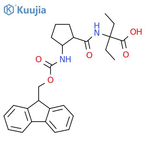 2-ethyl-2-{2-({(9H-fluoren-9-yl)methoxycarbonyl}amino)cyclopentylformamido}butanoic acid structure