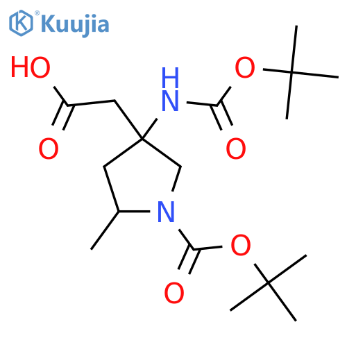 2-{1-(tert-butoxy)carbonyl-3-{(tert-butoxy)carbonylamino}-5-methylpyrrolidin-3-yl}acetic acid structure