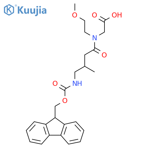 2-4-({(9H-fluoren-9-yl)methoxycarbonyl}amino)-N-(2-methoxyethyl)-3-methylbutanamidoacetic acid structure