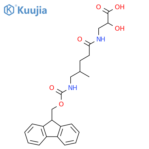 3-5-({(9H-fluoren-9-yl)methoxycarbonyl}amino)-4-methylpentanamido-2-hydroxypropanoic acid structure