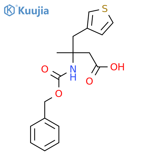 3-{(benzyloxy)carbonylamino}-3-methyl-4-(thiophen-3-yl)butanoic acid structure