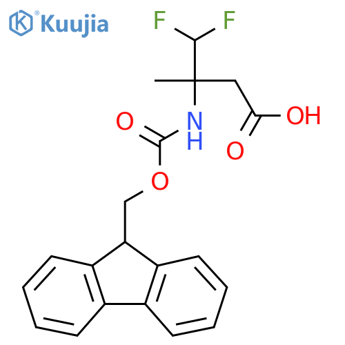 3-({(9H-fluoren-9-yl)methoxycarbonyl}amino)-4,4-difluoro-3-methylbutanoic acid structure