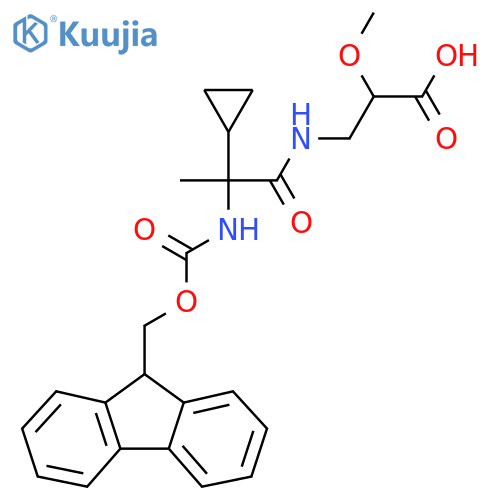 3-2-cyclopropyl-2-({(9H-fluoren-9-yl)methoxycarbonyl}amino)propanamido-2-methoxypropanoic acid structure