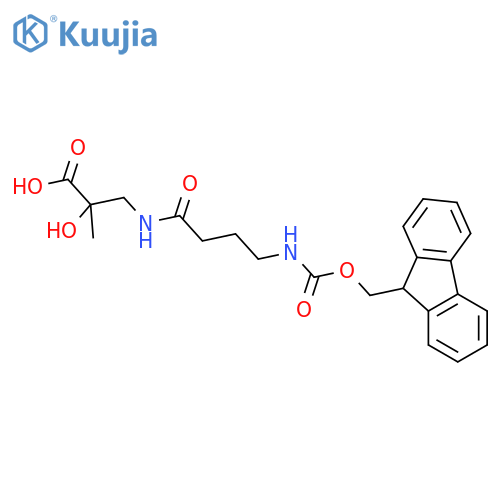 3-4-({(9H-fluoren-9-yl)methoxycarbonyl}amino)butanamido-2-hydroxy-2-methylpropanoic acid structure