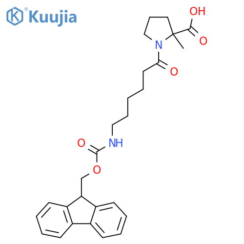 1-6-({(9H-fluoren-9-yl)methoxycarbonyl}amino)hexanoyl-2-methylpyrrolidine-2-carboxylic acid structure
