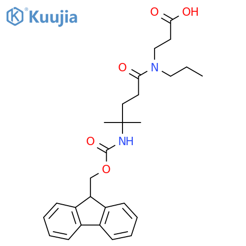 3-4-({(9H-fluoren-9-yl)methoxycarbonyl}amino)-4-methyl-N-propylpentanamidopropanoic acid structure
