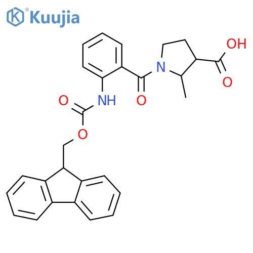 1-2-({(9H-fluoren-9-yl)methoxycarbonyl}amino)benzoyl-2-methylpyrrolidine-3-carboxylic acid structure
