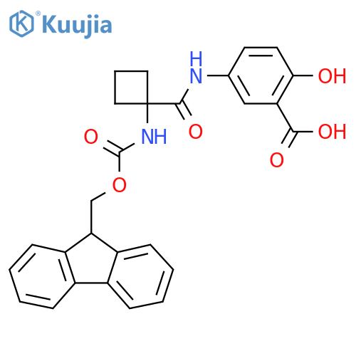 5-1-({(9H-fluoren-9-yl)methoxycarbonyl}amino)cyclobutaneamido-2-hydroxybenzoic acid structure