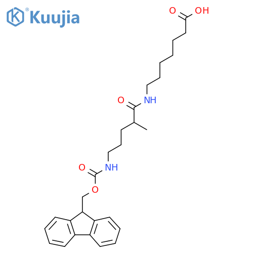 7-5-({(9H-fluoren-9-yl)methoxycarbonyl}amino)-2-methylpentanamidoheptanoic acid structure